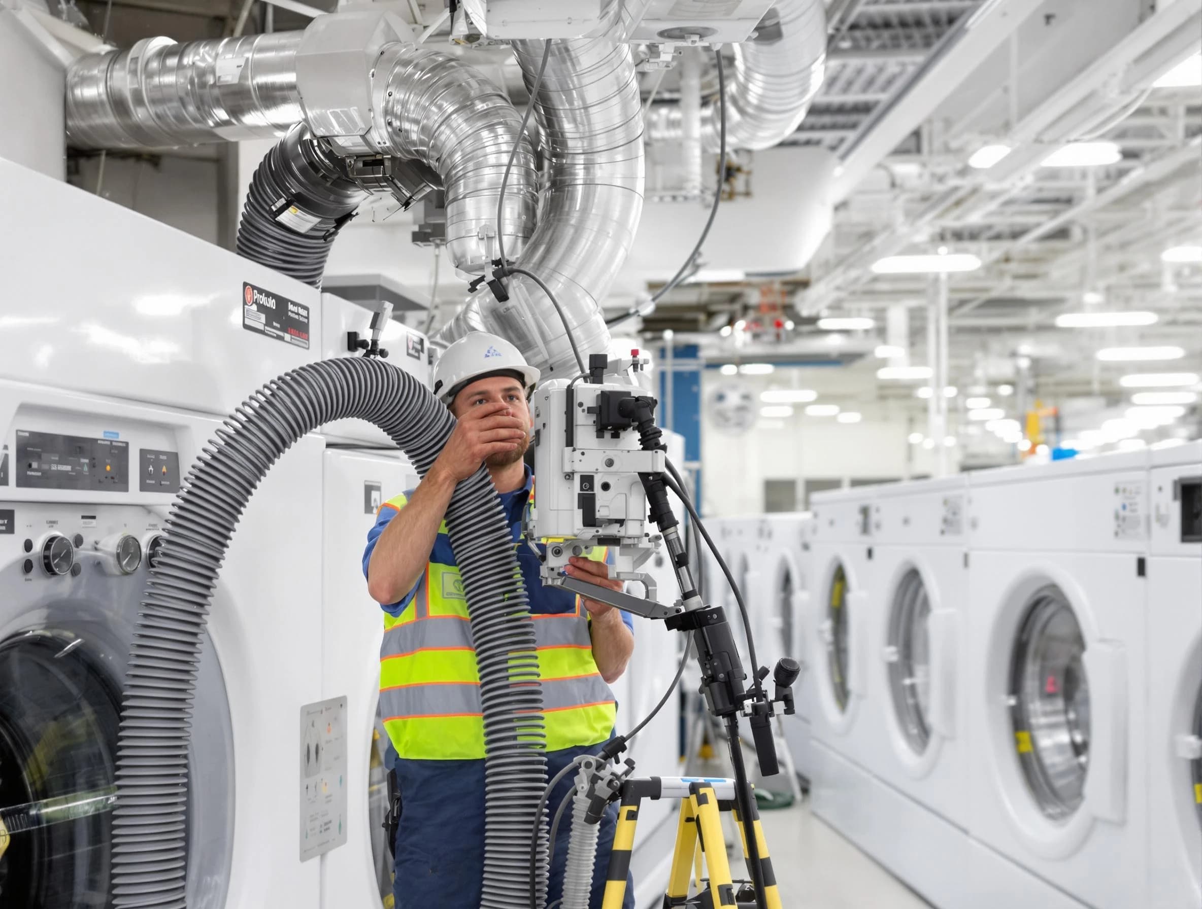 North Druid Hills Dryer Vent Cleaning team performing commercial-grade dryer vent cleaning at a business facility in North Druid Hills
