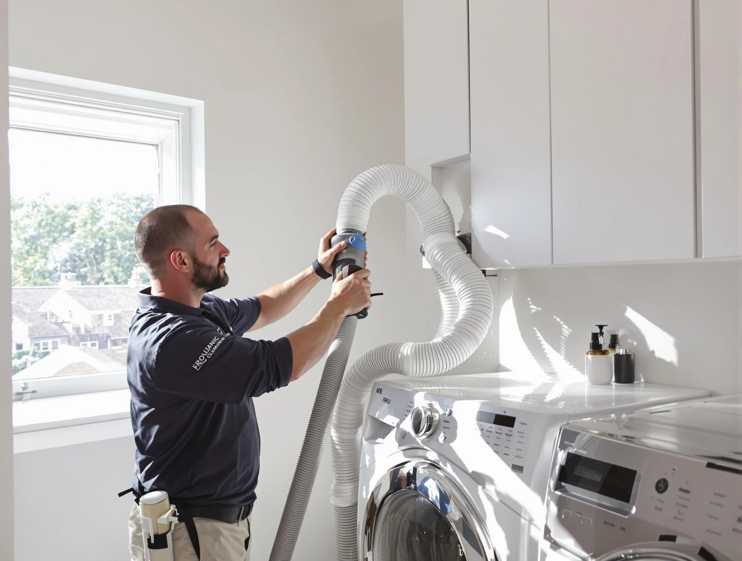Certified North Druid Hills Dryer Vent Cleaning technician performing dryer vent cleaning in North Druid Hills