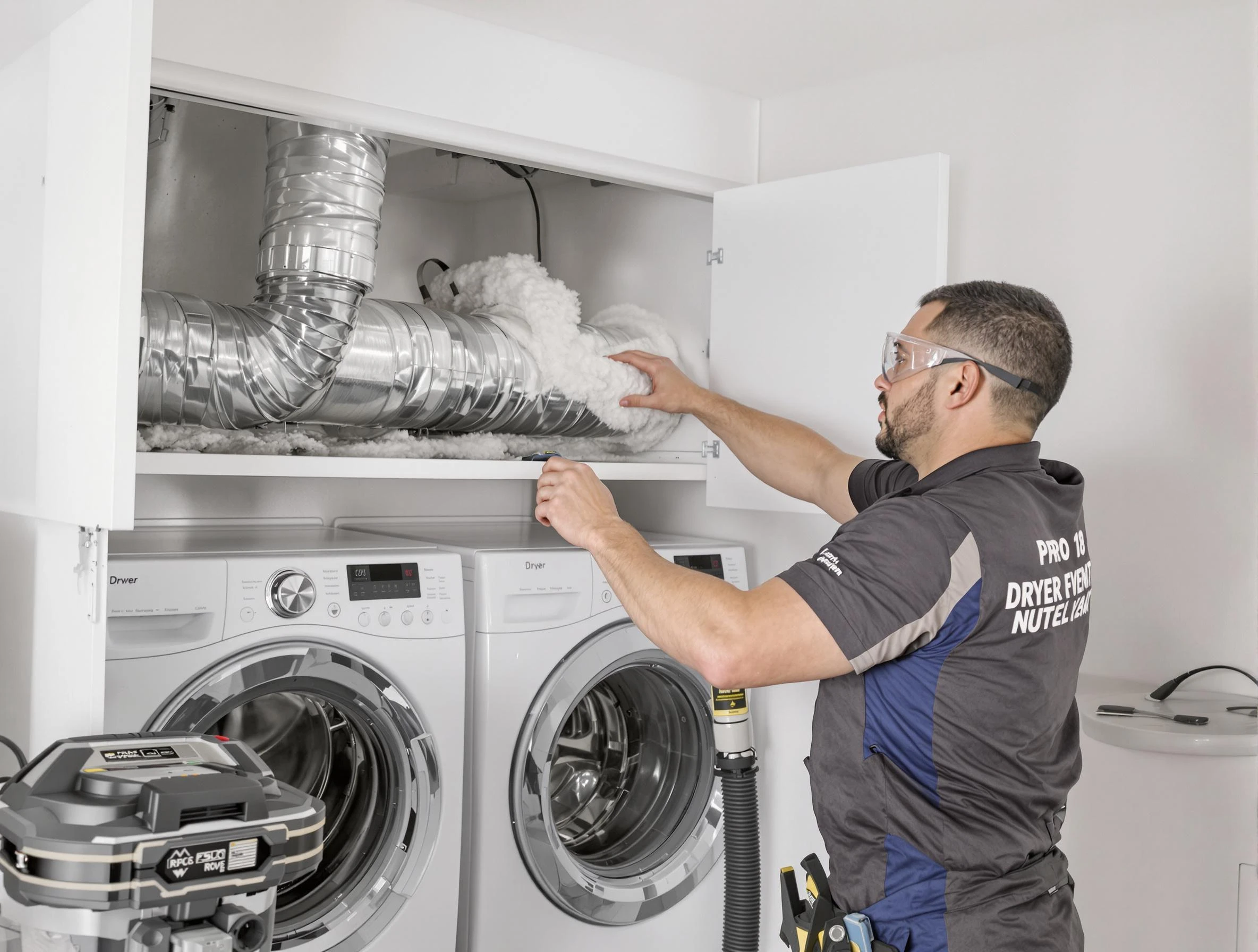 North Druid Hills Dryer Vent Cleaning certified technician performing specialized gas dryer vent cleaning in North Druid Hills